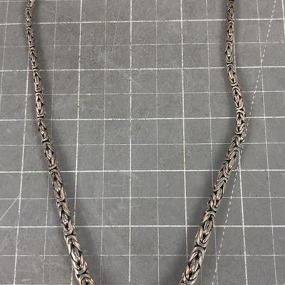 18" Long Silver Necklace Byzantine NICE! 