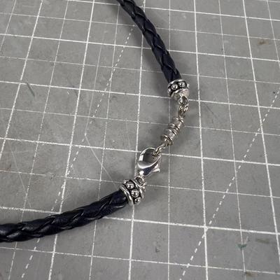Sterling Pearl and Leather Necklace