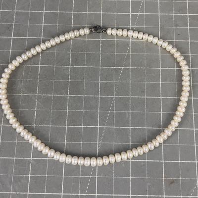 Sterling Clasp, Old, Pearls on Wire. 