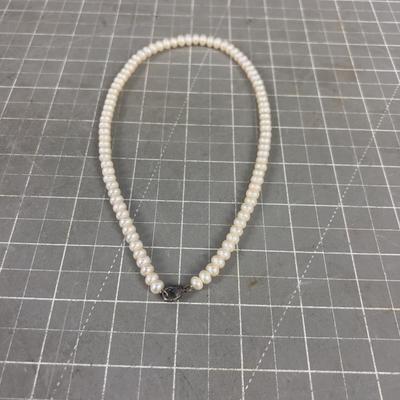 Sterling Clasp, Old, Pearls on Wire. 