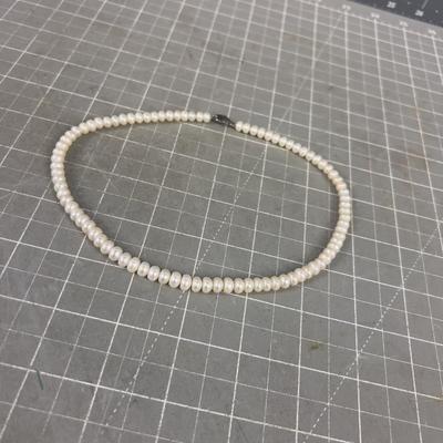Sterling Clasp, Old, Pearls on Wire. 