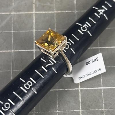 Sterling Silver Citrine Square