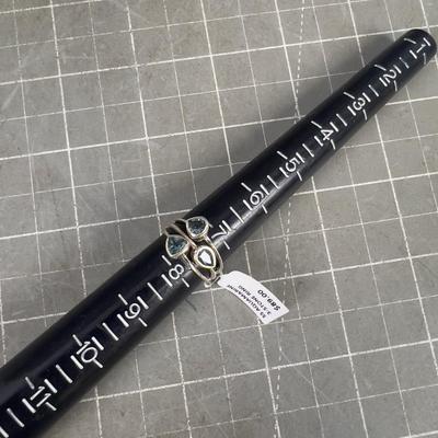 Sterling and Aqua Marine (3) Pretty Ring