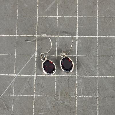 Cute Small Nice Red Cut Garnett Earrings