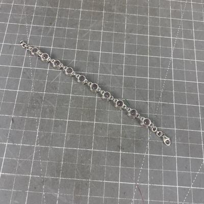 7 Inch Cut Stone Rose / Pink Quartz Set in Sterling Bracelet