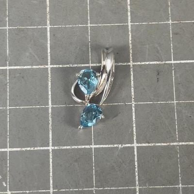 Double Aqua Marine Pendant Very Pretty Genuine