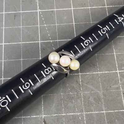 Pearl Silver Ring Size 7 NICE 