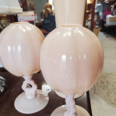 1930s Cambridge Crown Keyhole ball vases 
