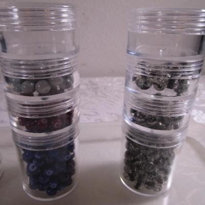 Sale Photo Thumbnail #56: 16 mini jars, some have beads, 20" & 18" Silver necklaces,etc. see pictures