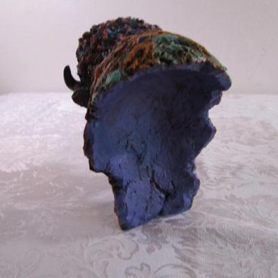 New in box. Multi-colored bison bust sculpture