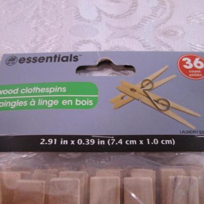 2 pkg of 36 Essentials wooden clothespins