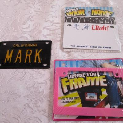 Metal mini Calif. License plate, backer & frame