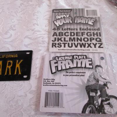 Metal mini Calif. License plate, backer & frame