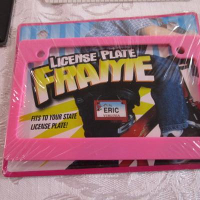 Metal mini Calif. License plate, backer & frame