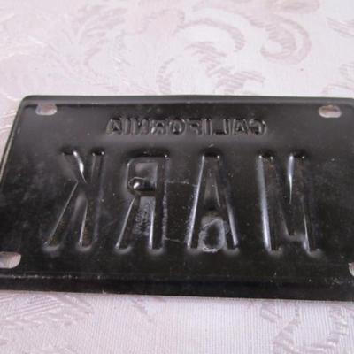 Metal mini Calif. License plate, backer & frame