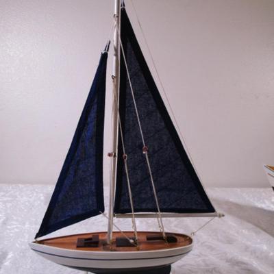 Blue Pacific sailer sailboat on display stand