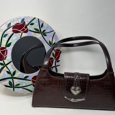 Brighton Brown Bag & Rose Mosaic Wall Mirror