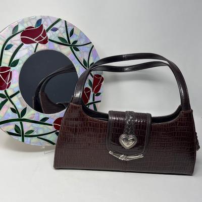 Brighton Brown Bag & Rose Mosaic Wall Mirror