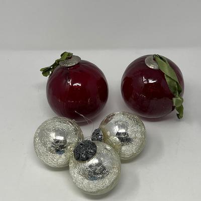 Vintage Glass Ball Ornaments - Crackle Glass