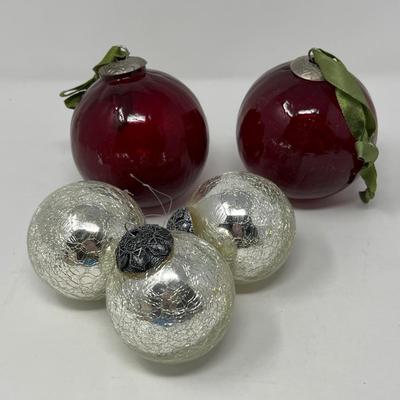 Vintage Glass Ball Ornaments - Crackle Glass