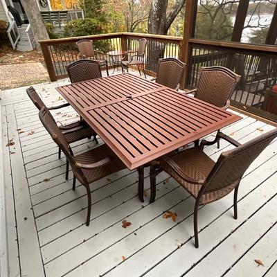 10 Piece Summer Classics Wrought Aluminum Table, Chairs, Side Table