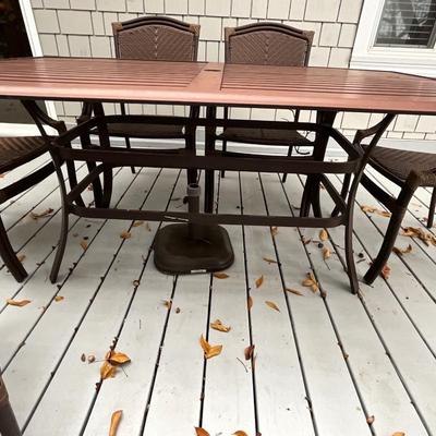 10 Piece Summer Classics Wrought Aluminum Table, Chairs, Side Table