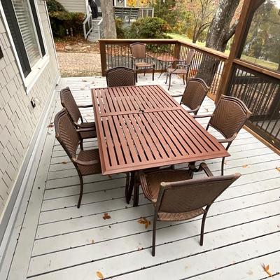 10 Piece Summer Classics Wrought Aluminum Table, Chairs, Side Table