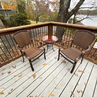 10 Piece Summer Classics Wrought Aluminum Table, Chairs, Side Table