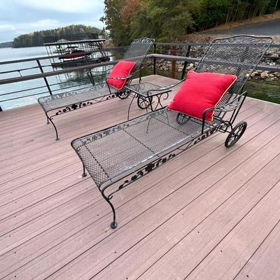 Set of Four Meadowcraft Dogwood Wrought Iron Chaise Loungers
