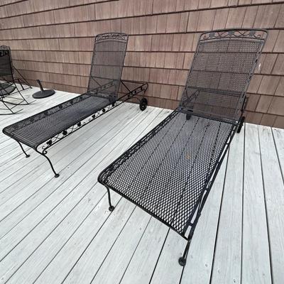 Set of Four Meadowcraft Dogwood Wrought Iron Chaise Loungers