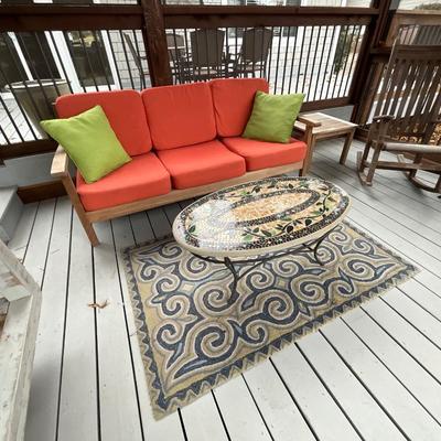 Splendor 3 Piece Teak Conversation Set And Rug