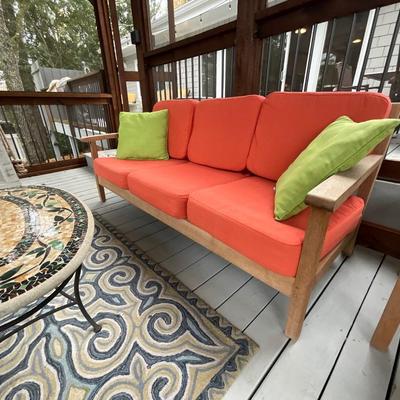 Splendor 3 Piece Teak Conversation Set And Rug