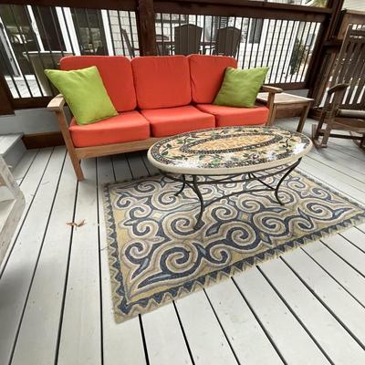 Splendor 3 Piece Teak Conversation Set And Rug