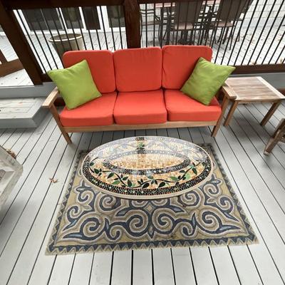 Splendor 3 Piece Teak Conversation Set And Rug