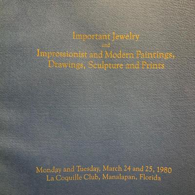 Important Jewelry Modern Paintings Drawings Sculptures Prints Sothebys March 24/24, 1980
