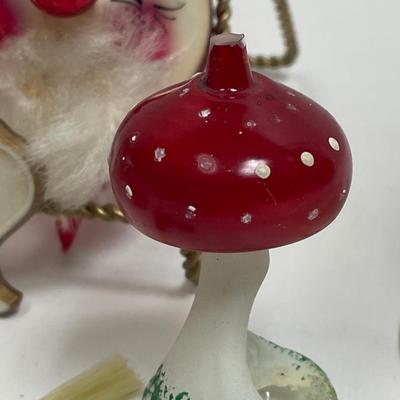 Antique Vintage Mercury Glass Christmas Tree Ornaments Santa, mushroom, bird