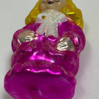 Vintage Mercury Glass Priest Father in Pink gown Christmas Tree Ornament