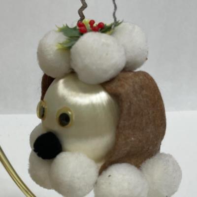 Vintage Mercury Glass Ornaments adorned with felt ears & pom=pom dog faces