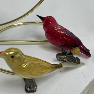 Antique Old Christmas Tree Ornaments Angel. and 3 birds