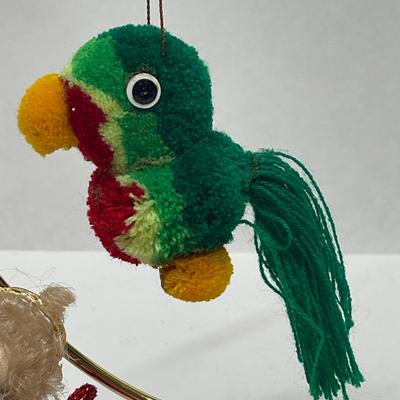 5 pc lot of Vintage Christmas Tree Ornaments - Santa, Parrot, Bell, etc.