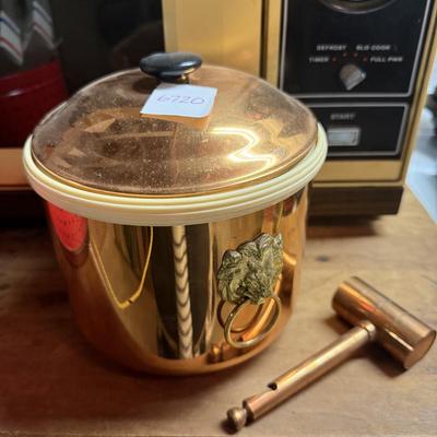Copper ice bucket with lions