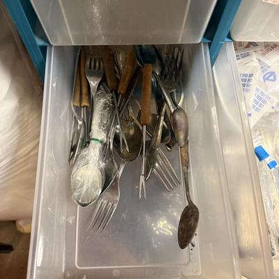 Storage drawers with silverware