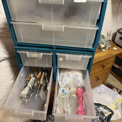 Storage drawers with silverware