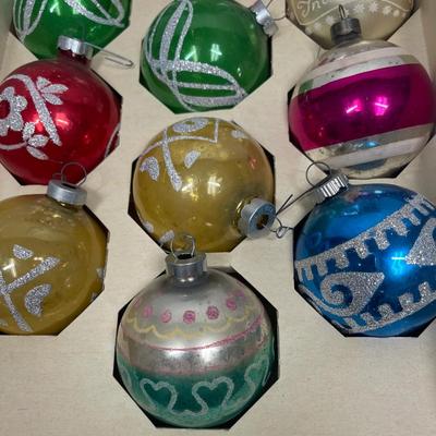 Vintage Mercury Glass Christmas Tree Ornaments - frosted designs