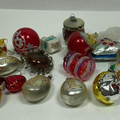 Vintage Mercury Glass Ornaments - houses, lanterns, drums, etc