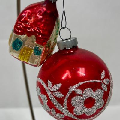 Vintage Mercury Glass Ornaments - houses, lanterns, drums, etc