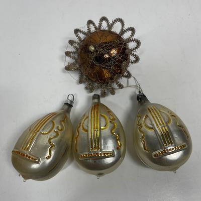 Vintage Mercury Glass Ornaments - houses, lanterns, drums, etc