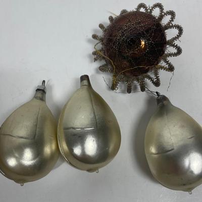 Vintage Mercury Glass Ornaments - houses, lanterns, drums, etc