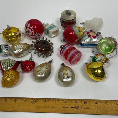 Vintage Mercury Glass Ornaments - houses, lanterns, drums, etc