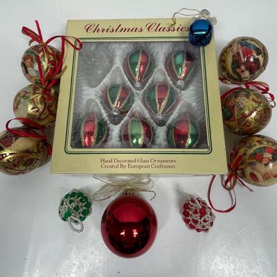 Christmas Tree Ornament Lot teardrop mercury glass paper mache Santas